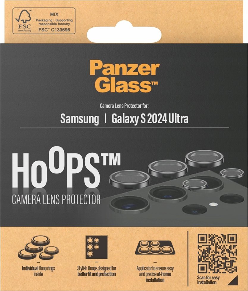 Mbrojtës kamere PanzerGlass Hoops Samsung Galaxy S24 Ultra, set rrathësh, i zi
