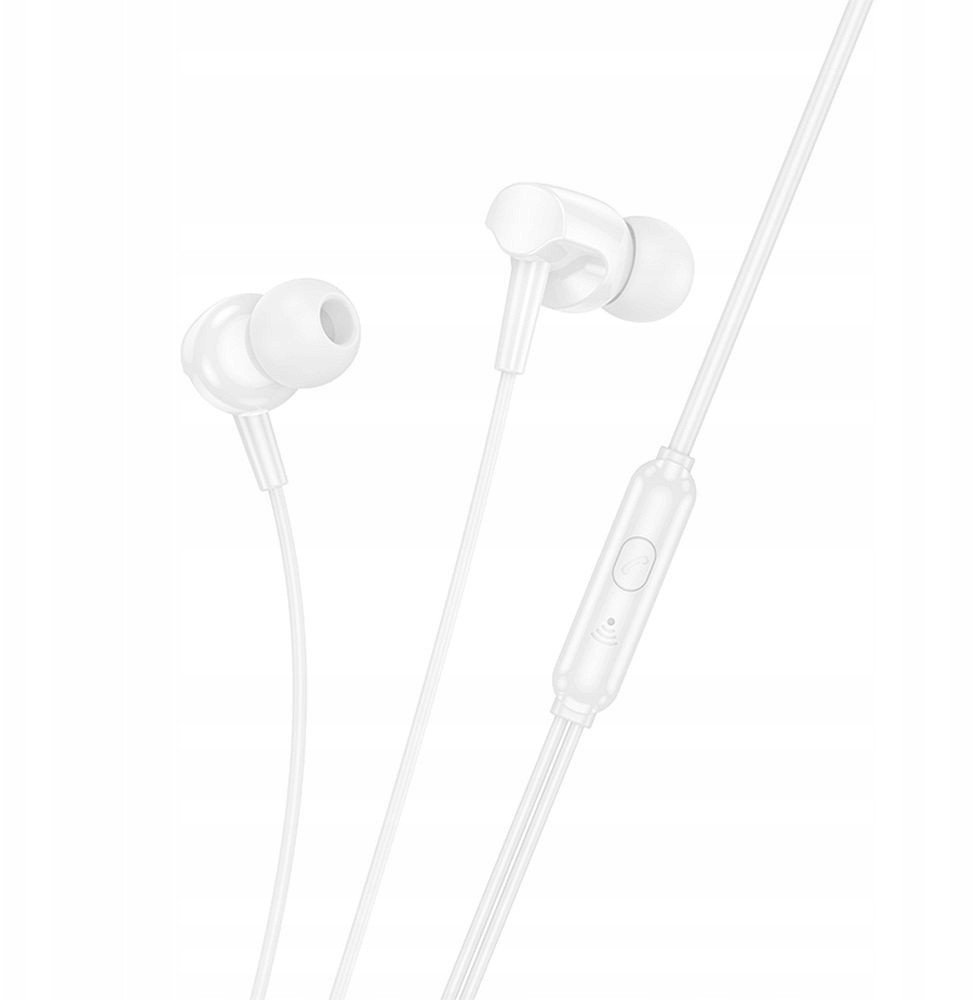Kufje me kabllo Hoco M112, 3.5 mm, me mikrofon, të bardha