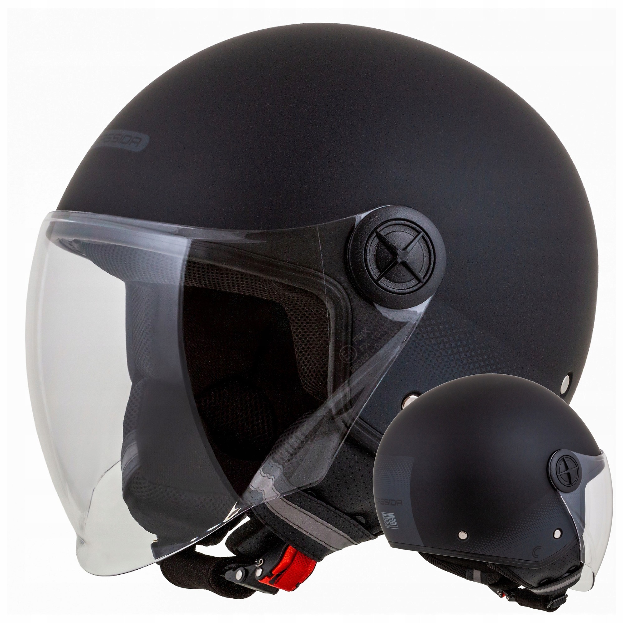 Helmetë moto Cassida 4 In One Handy Jet M, DEMI JET, e zezë mat