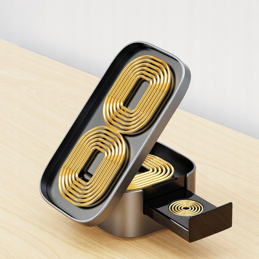 Karikues wireless Dudao A11Pro+ 3in1, 15W, për telefon smartwatch kufje, i zi