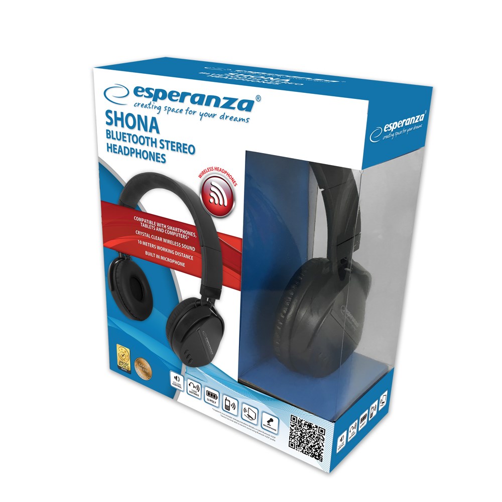[OUTLET] Kufje Esperanza EH217K Bluetooth, të zeza