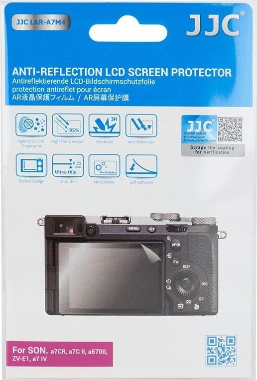 Mbrojtës ekrani JJC LAR A7M4, anti reflektues, për Sony A7CR A7C II A6700 ZV, transparent