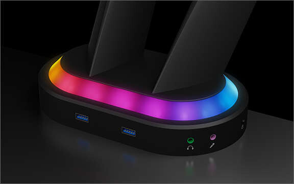 Држач ICY BOX IB-MSG304BL-T за 2 монитори, RGB, USB центар