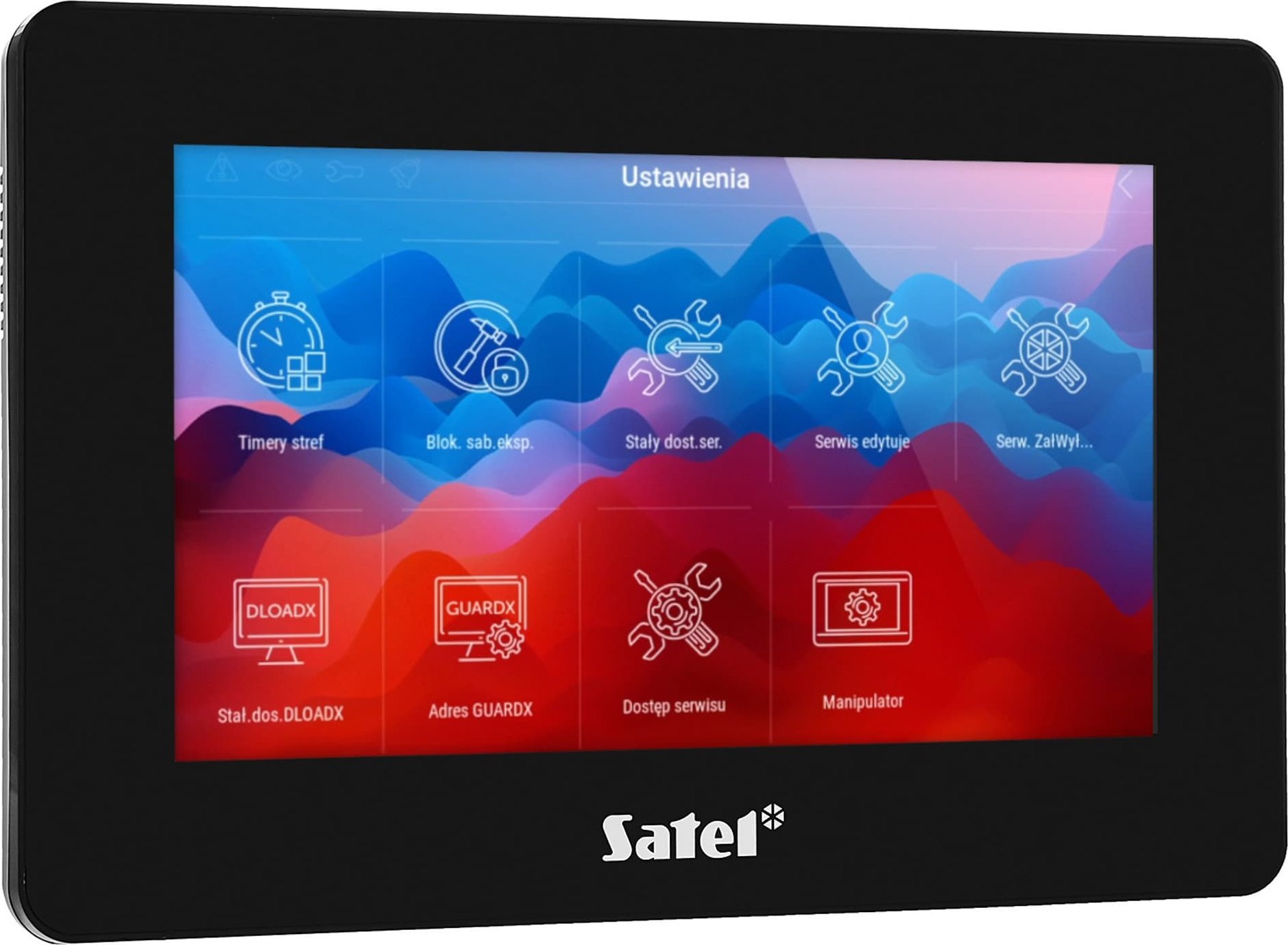 Tastierë grafike për panel alarmi Satel INT-TSH2R-B, ekran 7" me prekje, lexues kartelash afërsie, e zezë