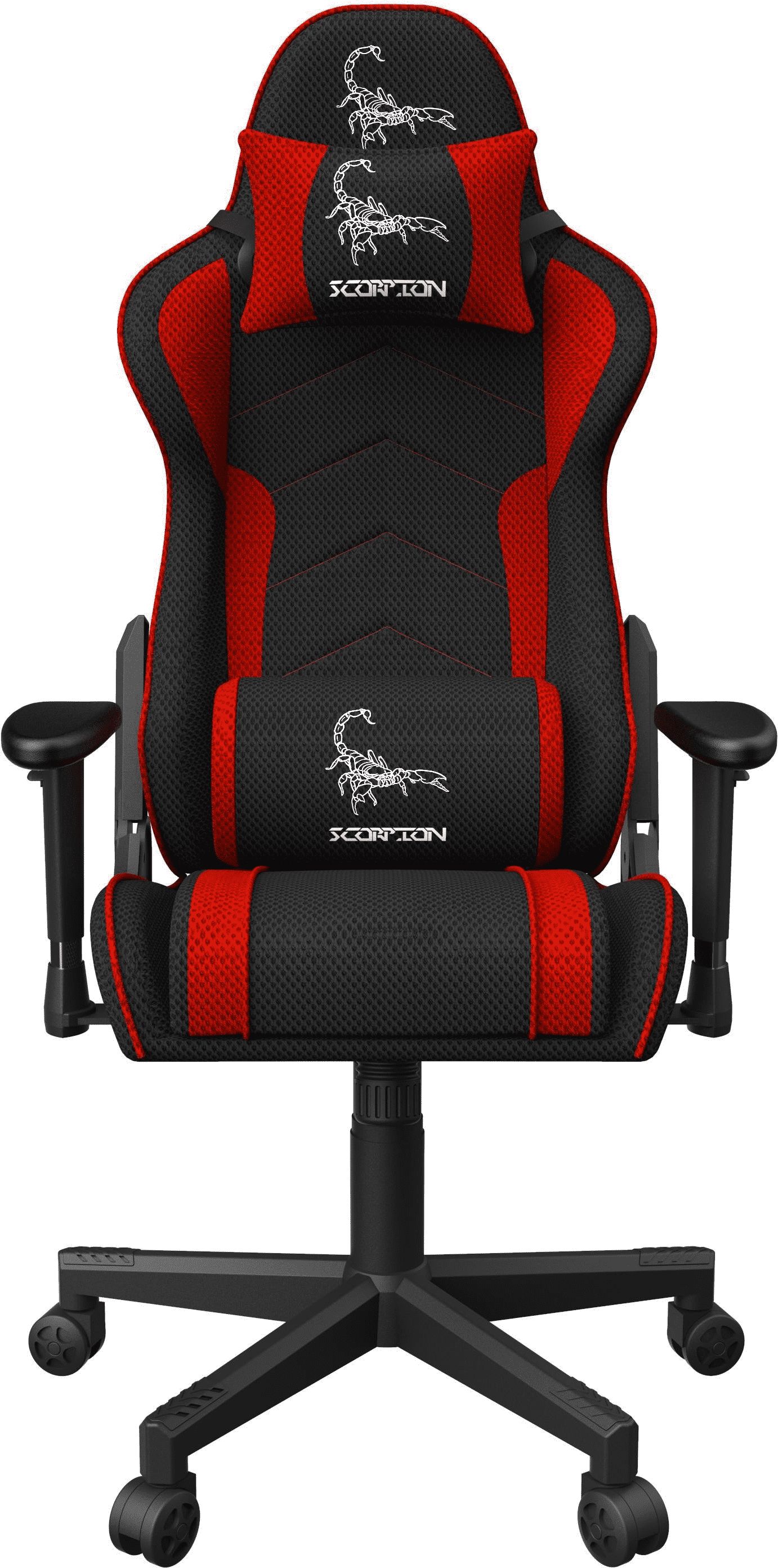 Karrige gaming Gembird SCORPION, material stof dhe rrjetë, deri 130 kg, e zezë kuqe