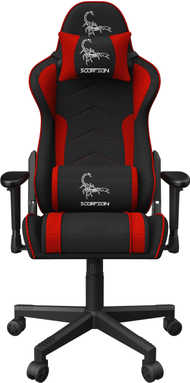 Karrige gaming Gembird SCORPION, material stof dhe rrjetë, deri 130 kg, e zezë kuqe