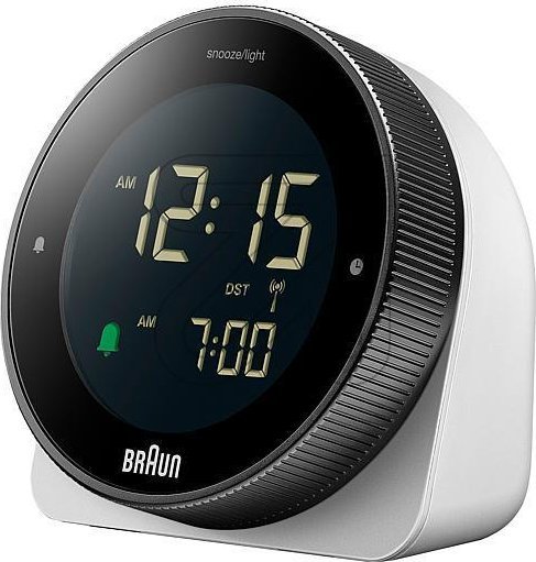 Ora me alarm Braun BC24W, ekran LCD, alarm me snooze, e bardhë