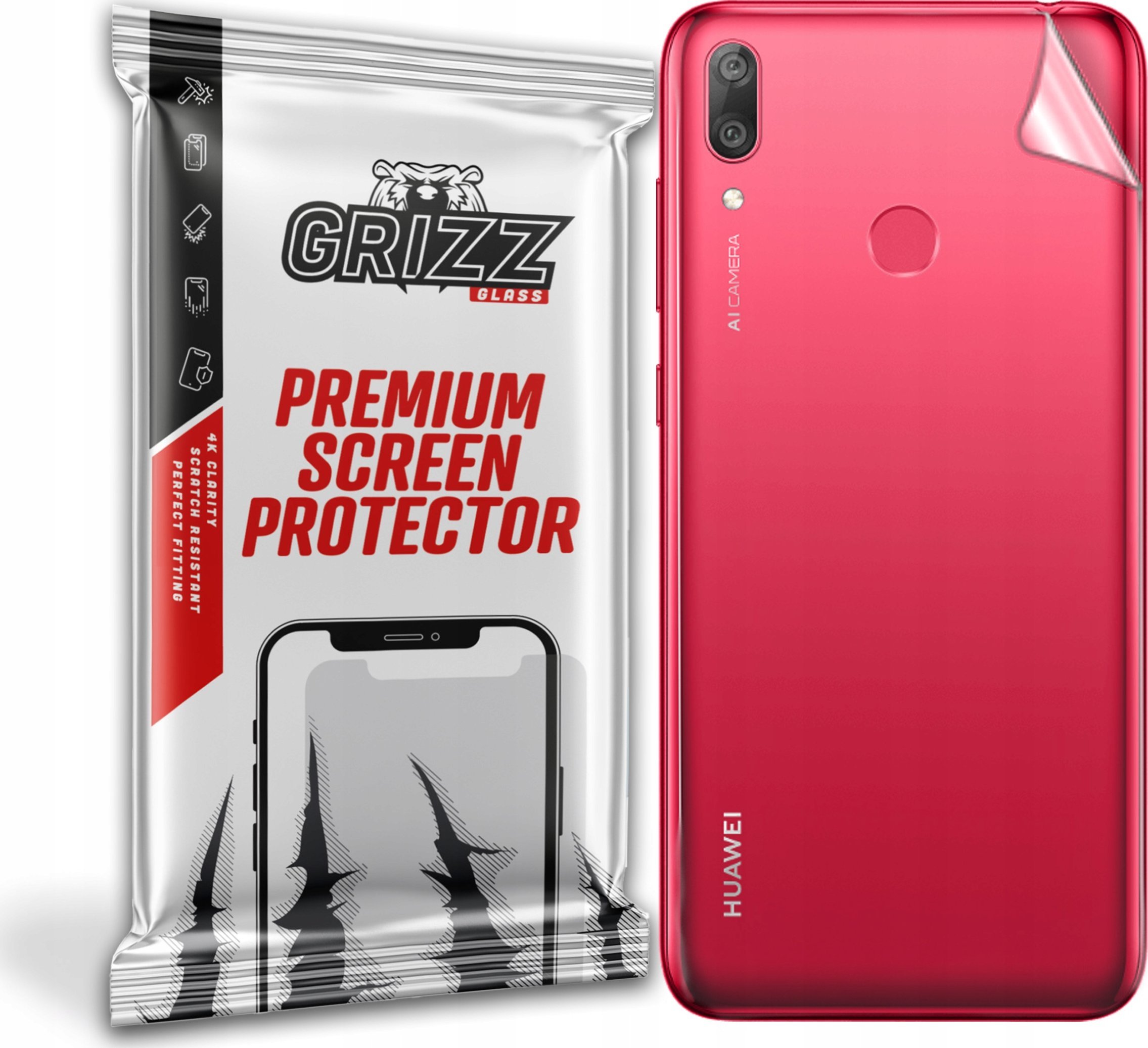 Folie mbrojtëse për pjesën e pasme GrizzGlass Grizz Huawei Y7 2019, UltraSkin, transparente