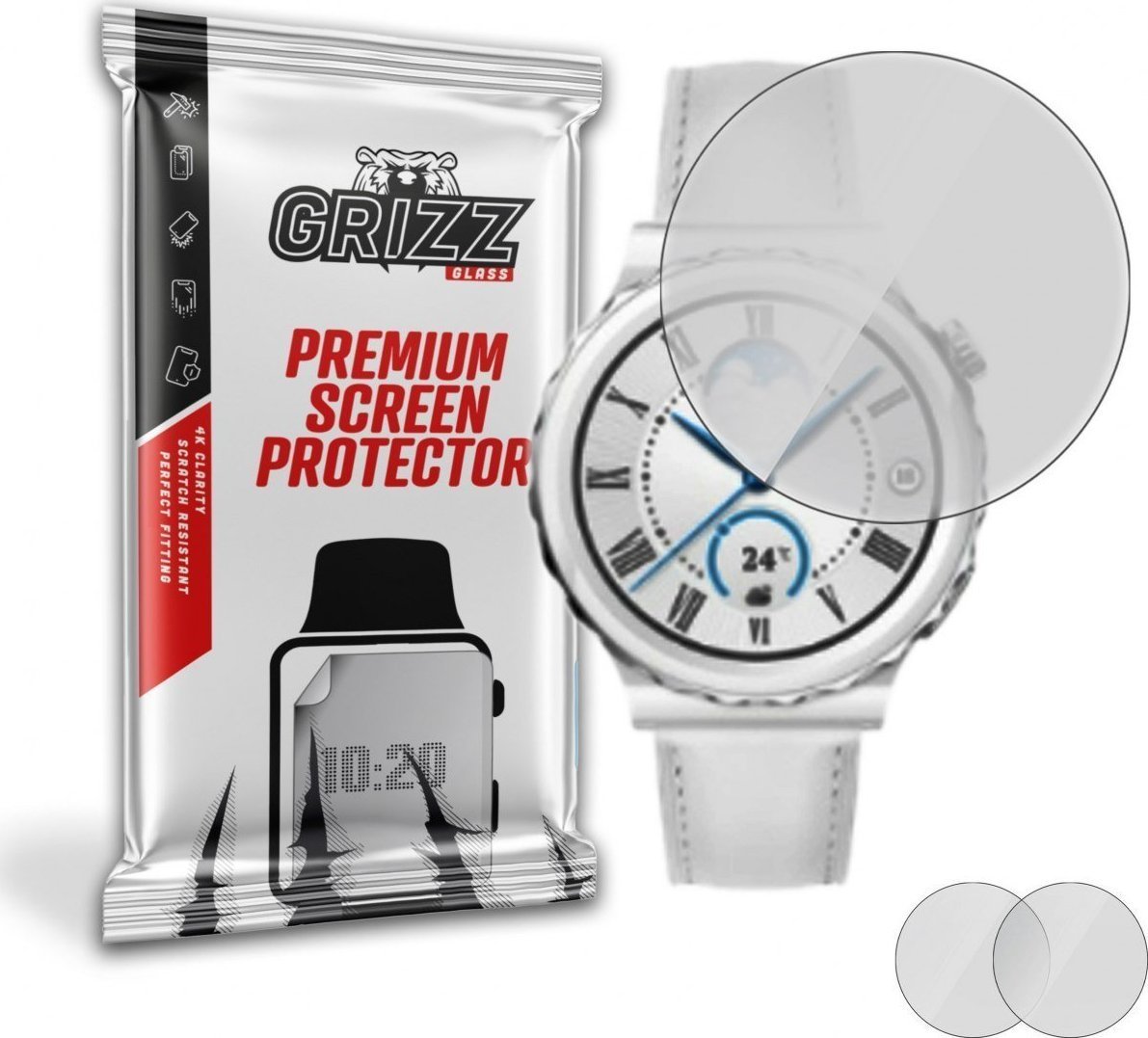 Film mbrojtës mat GrizzGlass për Huawei Watch GT 3 Pro 43mm, OxyFree, transparent