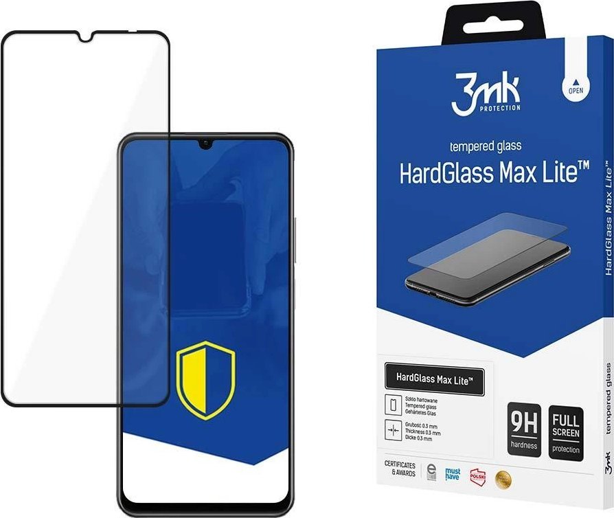 Staklla e temperuar 3mk HardGlass Max Lite për Realme C51, mbrojtje e plotë ekrani, e zezë