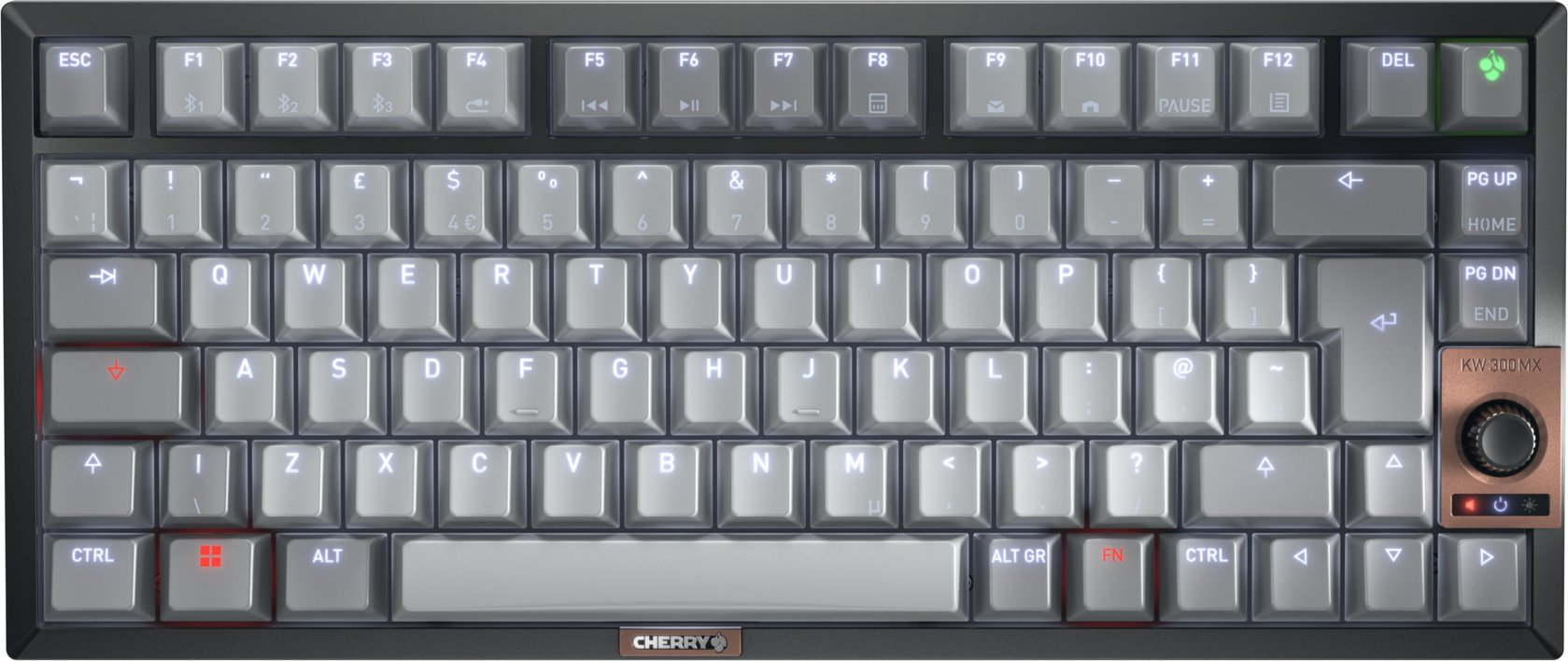 Тастатура CHERRY KW 300W MX, механичка, USB и Bluetooth, црна Copper Grey