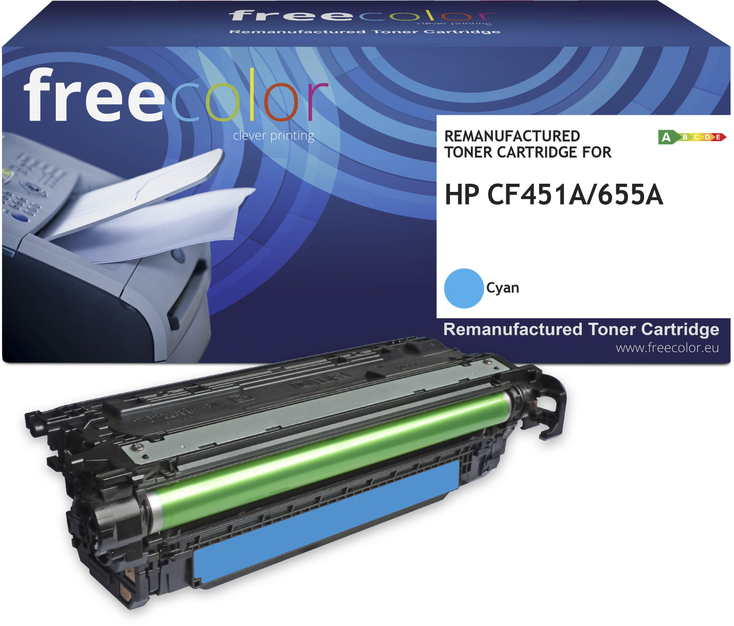 Toner printeri Freecolor M652C FRC, zëvendëson HP CF451A, 10500 faqe, cyan