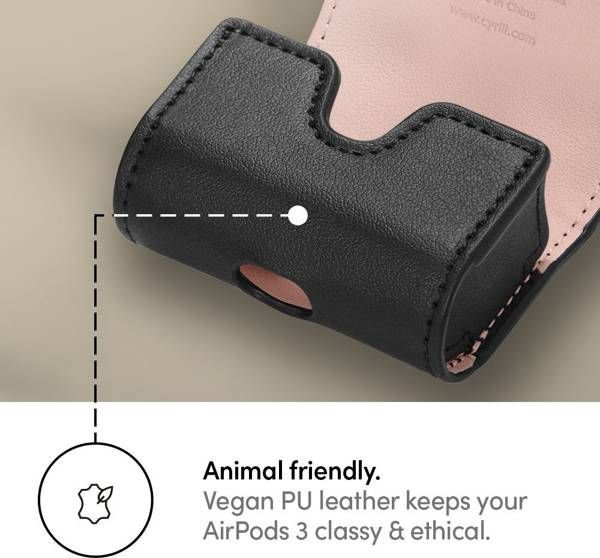 Çantë mbrojtëse Cyrill Mini Bag Classic për AirPods 3, lëkurë PU, e zezë
