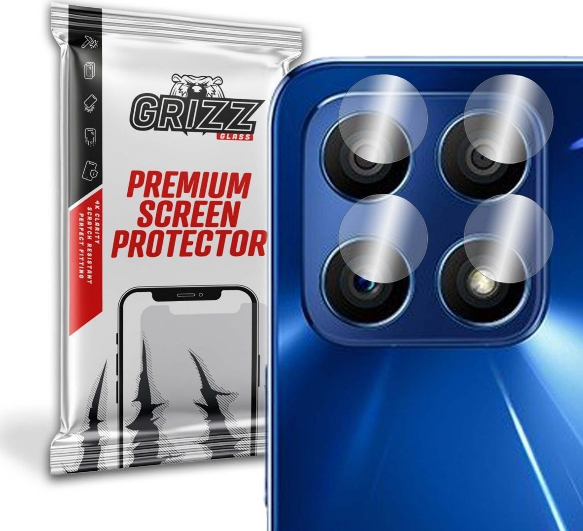 Xham mbrojtës hibrid për kamera GrizzGlass Honor X30i 5G, set 2 copë, transparent