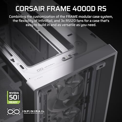 Kase PC CORSAIR FRAME 4000D RS ATX Mid Tower, 3 ventilatorë PWM, e bardhë