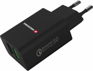 Патен полнач Swissten Travel, 2x USB QC 3.0, 23W, црн