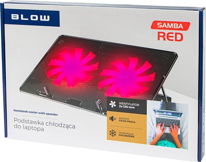 Bazë ftohëse laptop BLOW, 12"-17", 2 ventilatorë, LED e kuqe