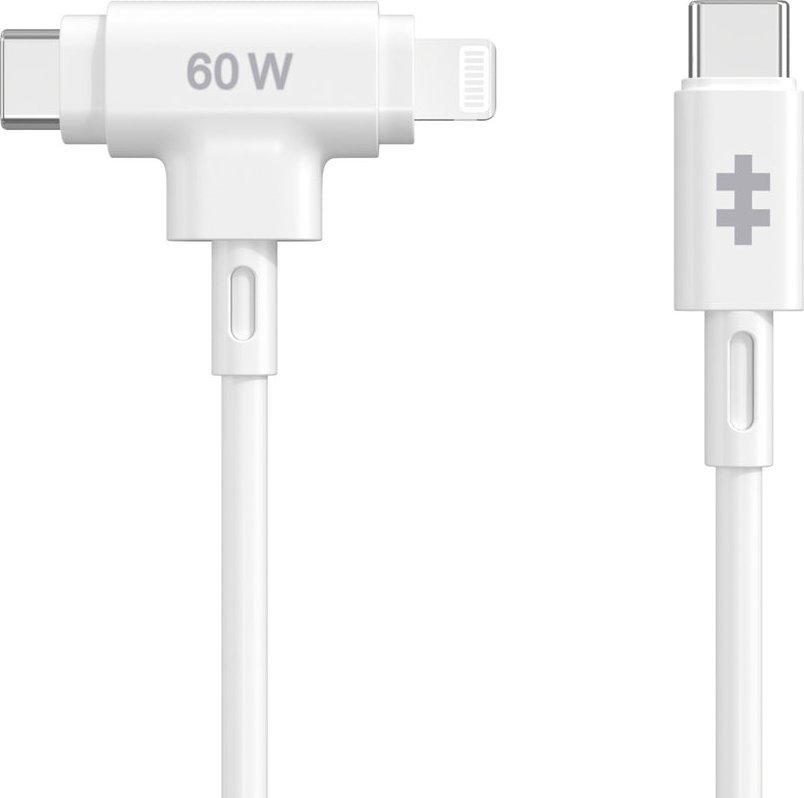 Kabllo karikimi HYPER HyperJuice, USB C në USB C Lightning, 1.5 m, 60W, e bardhë
