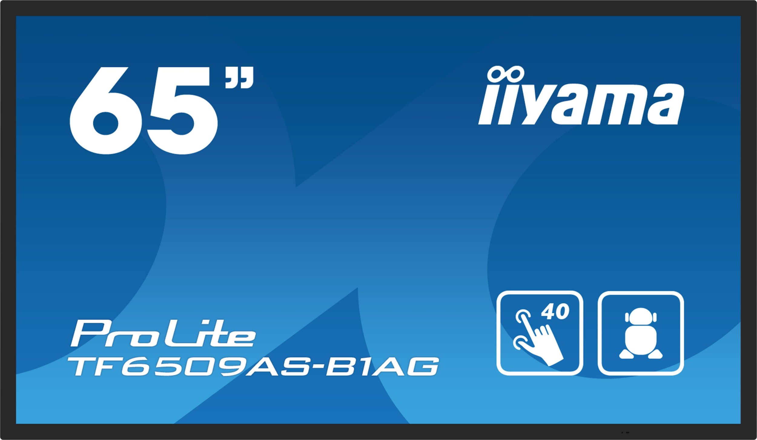 Интерактивен монитор Iiyama TF6539AS-B1AG, 65\", 4K UHD, со допир, црн