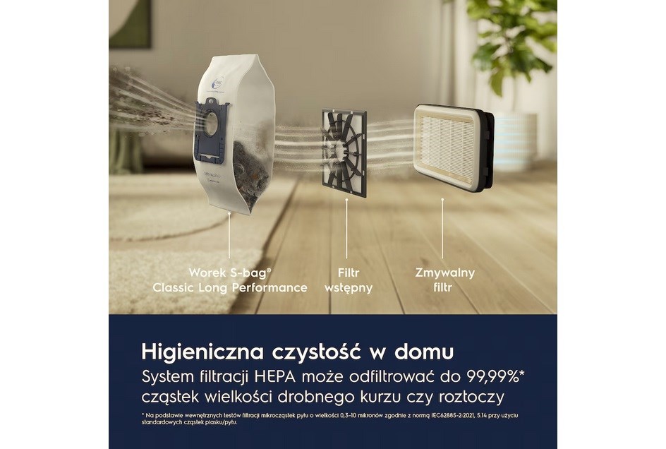 Fshesë me kese Electrolux 300 Clean EB31C1DB, 750W, filtër HEPA, blu e errët