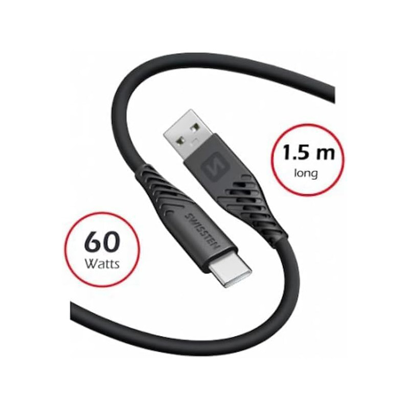 Swissten Data Cable Soft Silicone USB/USB-C 1.5m