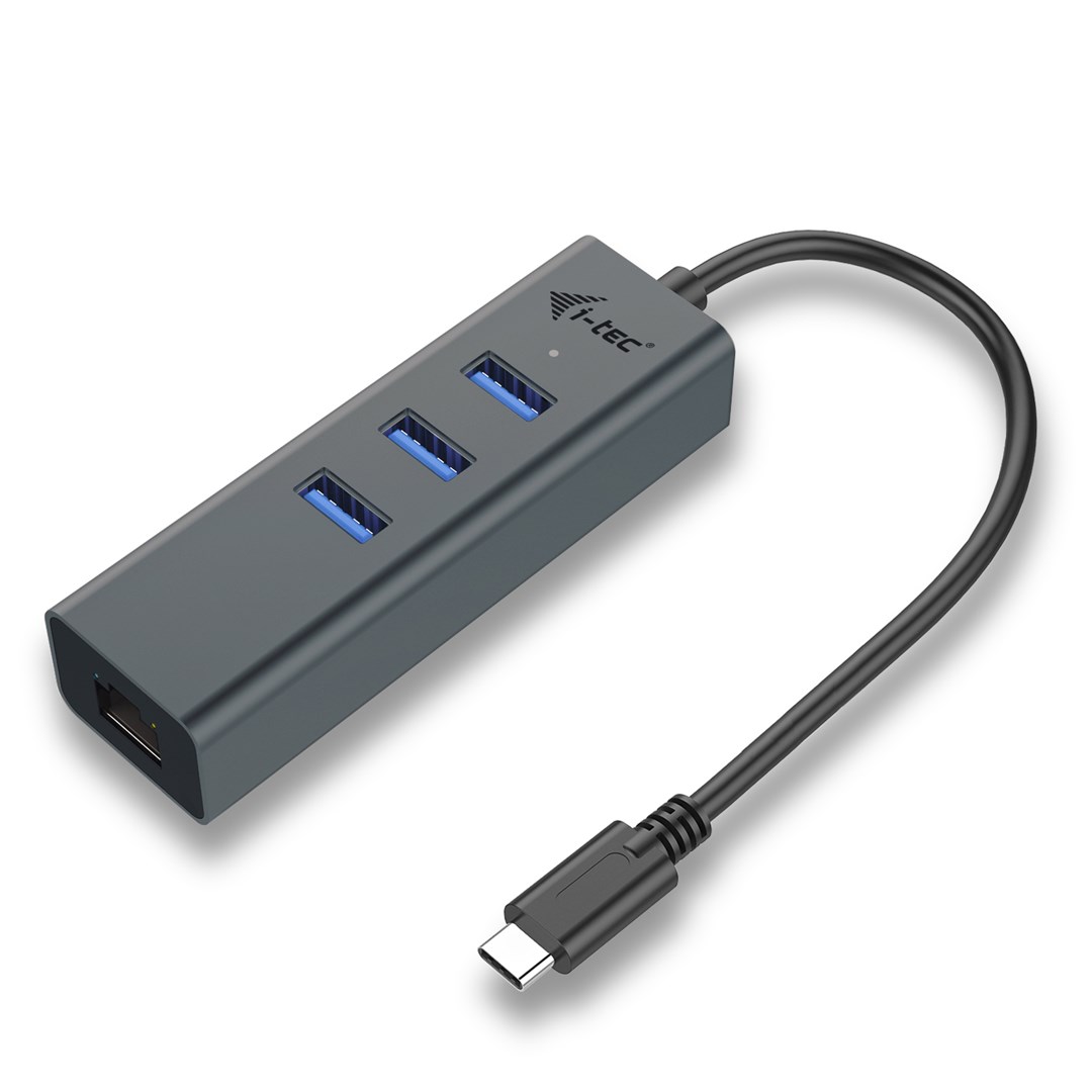 Qendër USB-C I-tec Metal, 3 porte, Gigabit Ethernet, e zezë