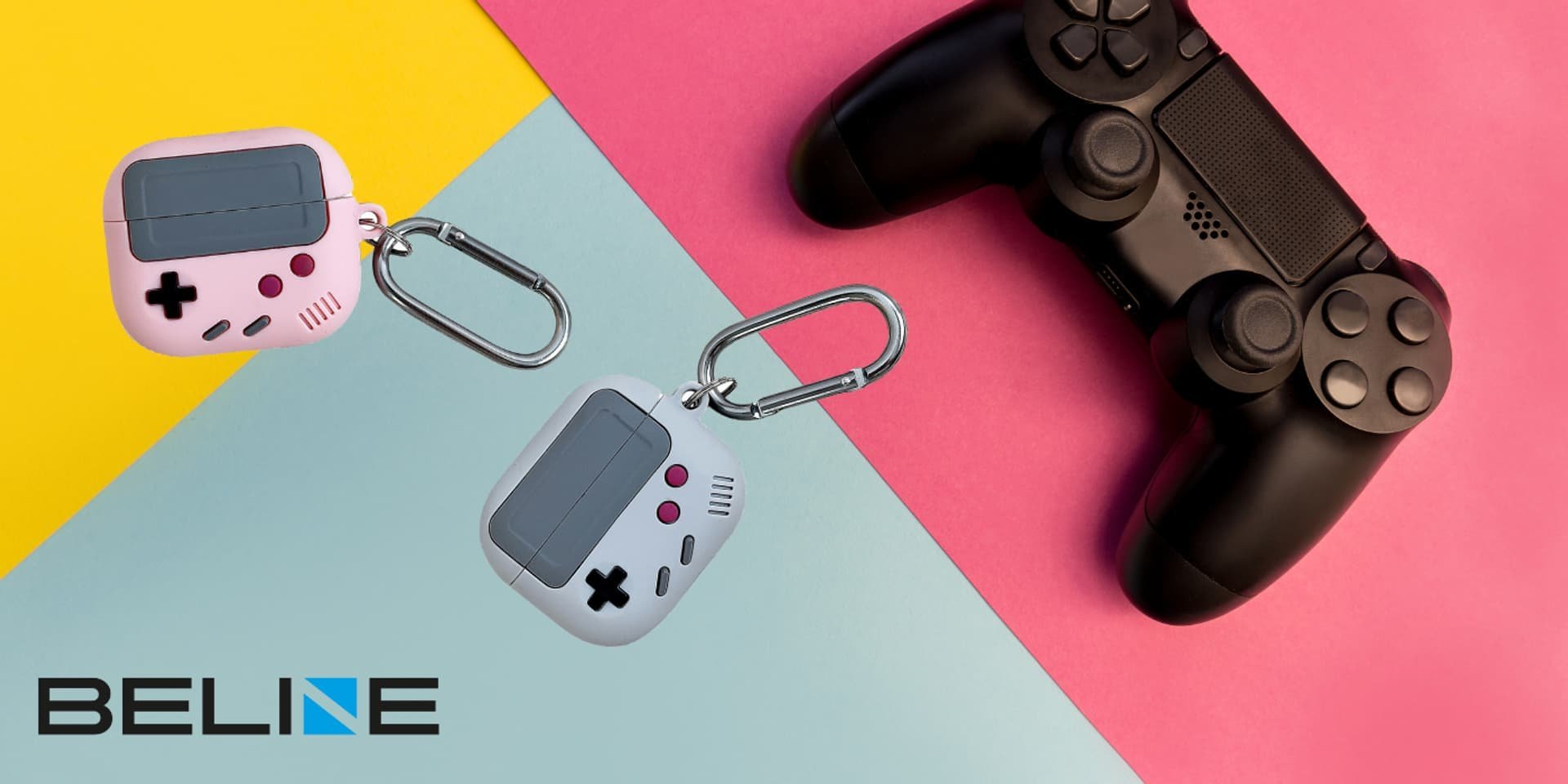 Mbulesë Beline Gamer për AirPods Pro, silikon, me karabinë, gri