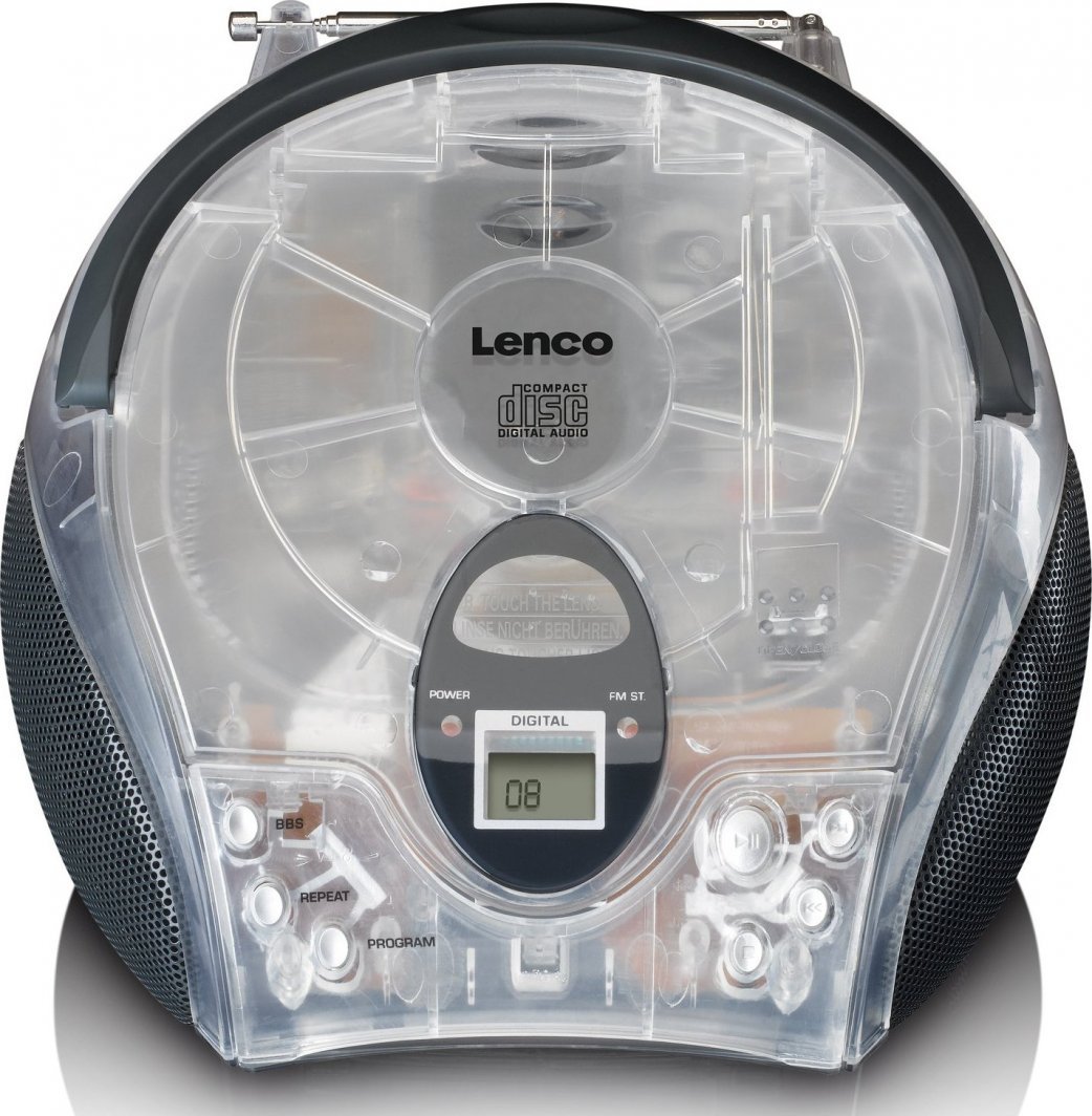 Radio CD player portativ Lenco SCD-24, FM, transparent