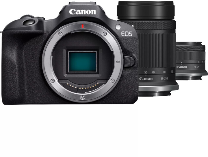 Fotoaparat Canon EOS R100 + RF-S 18–45MM IS STM + RF-S 55-210MM F5-7.1 IS STM EU26
