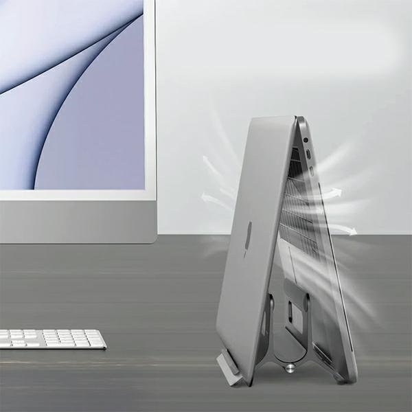 Standi vertikal për laptop Sodi Gravitational SMS-300, alumini, kompatibil deri 27mm, argjendtë