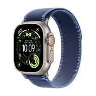 Apple Watch Ultra 3 Cellular 49mm Natural Titanium Case with Blue/Bright Blue Trail Loop, S/M