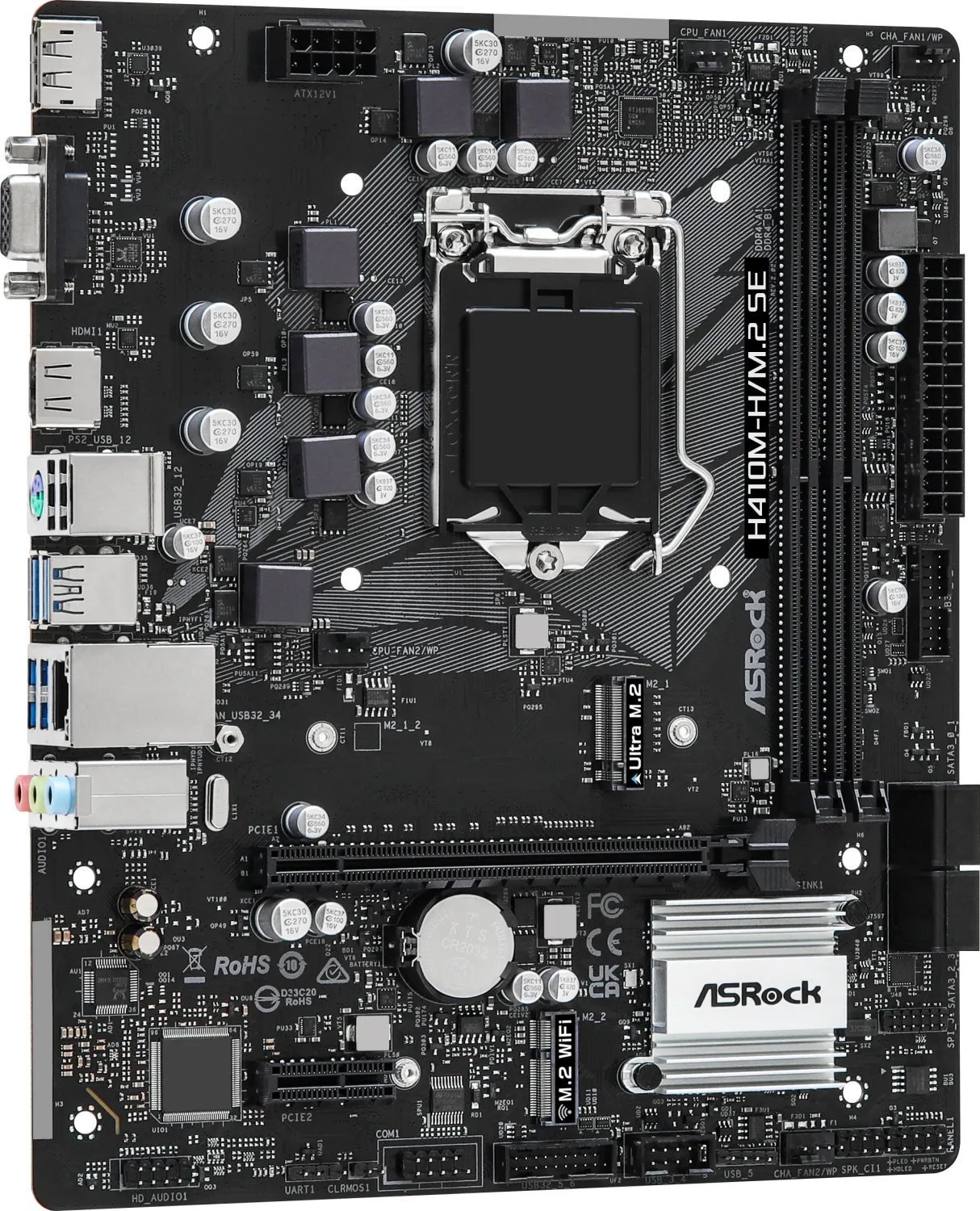 Pllakë amë ASRock H410M H M.2 SE, Intel H410, mATX, e zezë