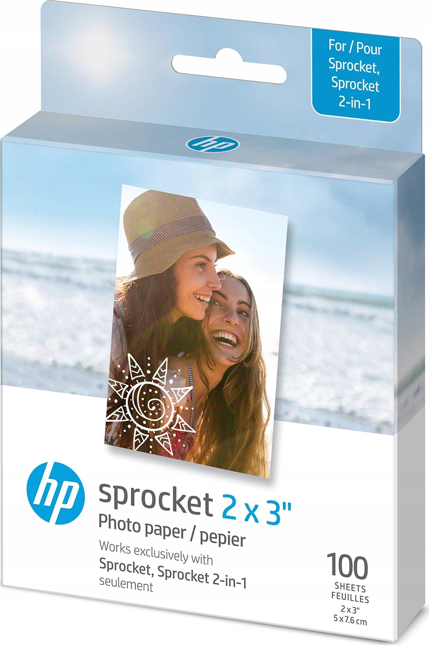 Letra fotografike HP Zink Sprocket, 2x3", vetëngjitëse, 100 fletë