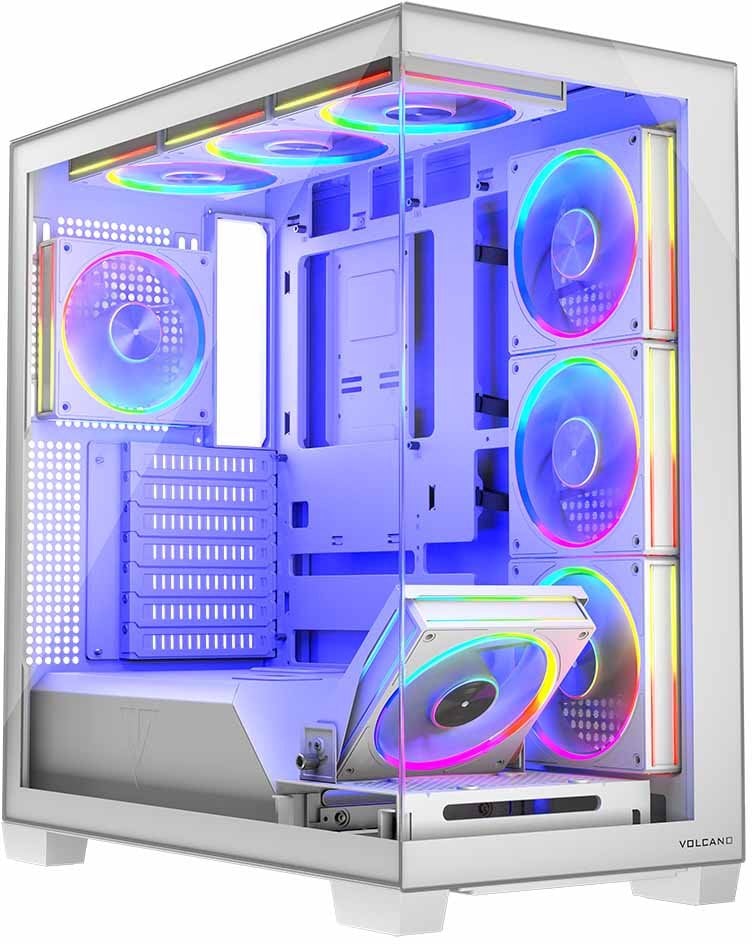 Kuti kompjuteri Modecom Stellar 8F ARGB 20, ATX, me 8 ventilatorë ARGB, e bardhë