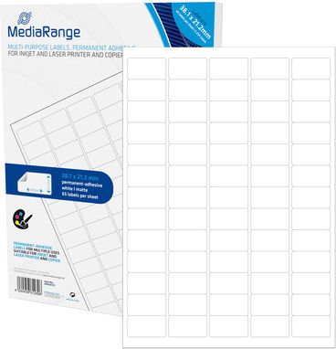 Etiketa vetëngjitëse MediaRange MRINK151, ngjitje e përhershme, 3250 copë, të bardha
