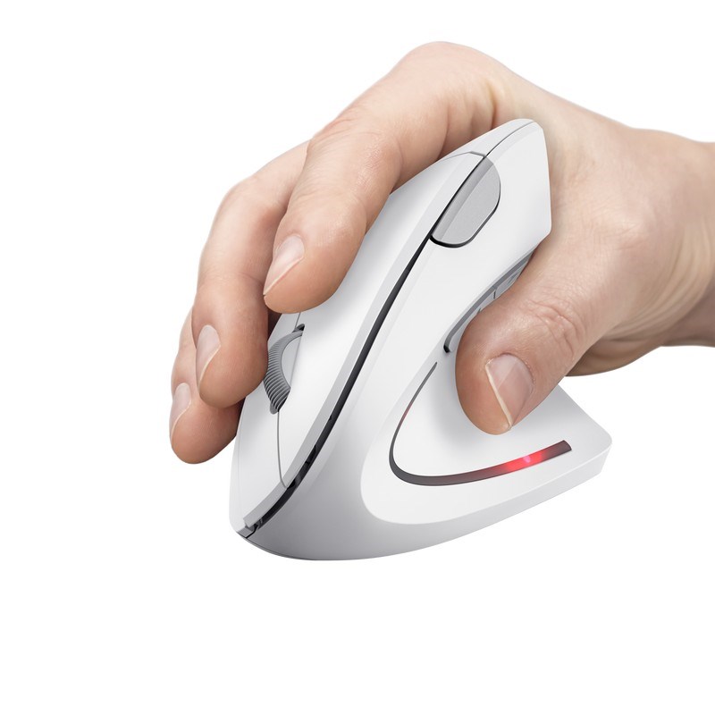 Maus Trust Verto Vertical Ergonomic, RF Wireless + USB Type-A, ergonomik, i bardhë