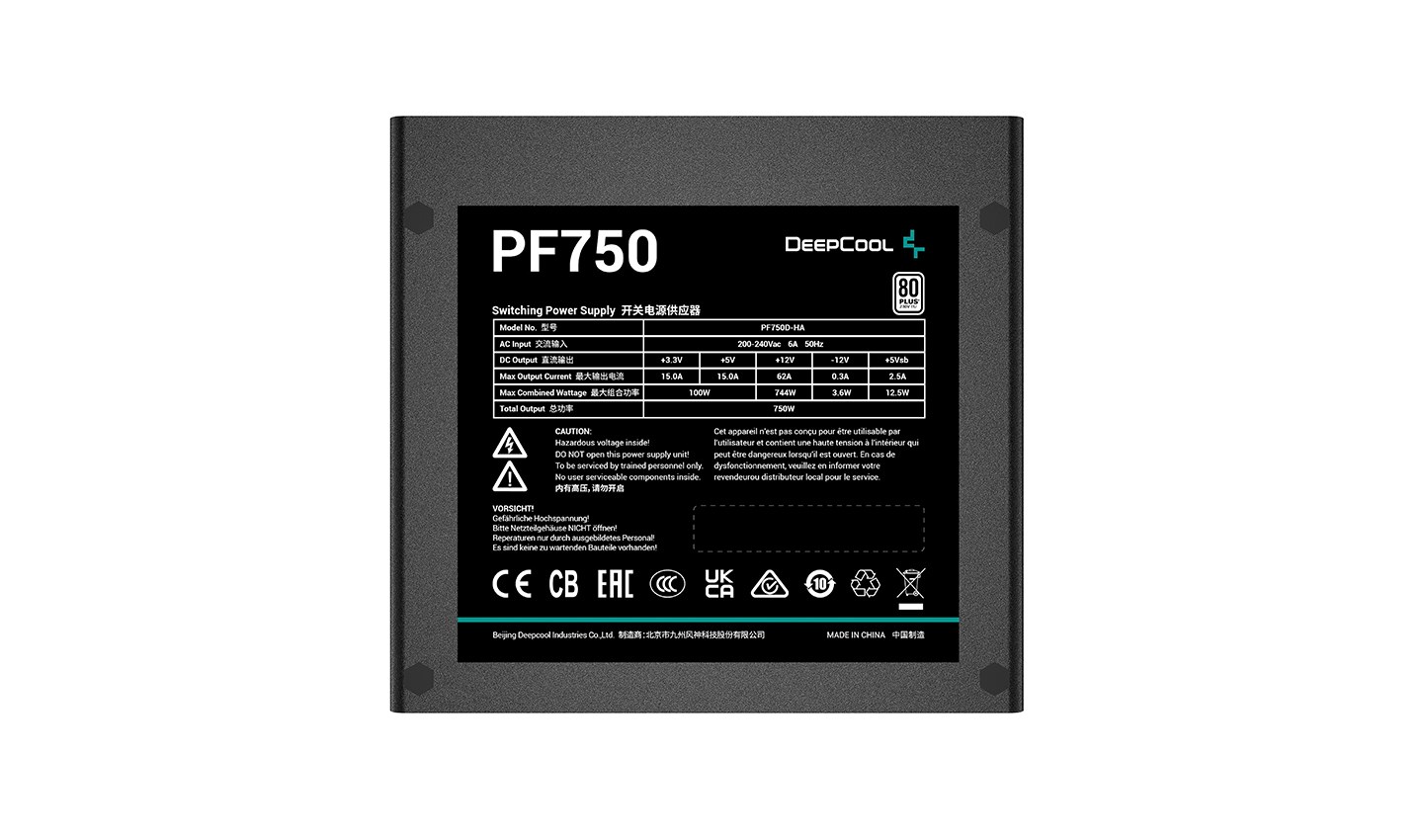 Burim energjie DeepCool PF750, 20+4 pin ATX, 750 W