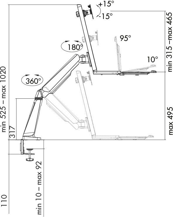 Krah tavoline për monitor LogiLink BP0040, 13"-32", deri 8 kg, i zi