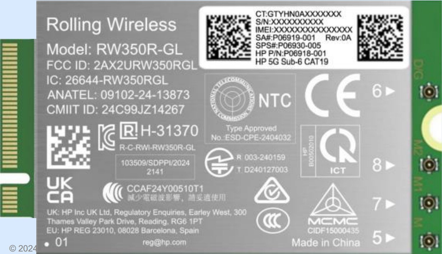 Modul WWAN i brendshëm HP 5G Sub-6, gigabit, për laptop biznesi