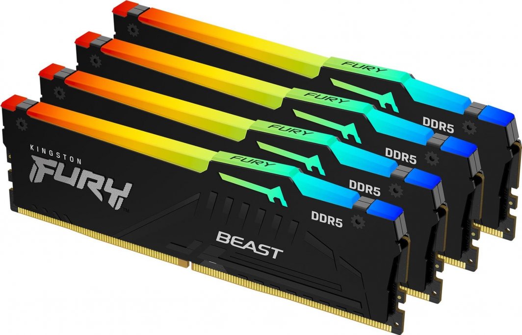 Memorie Kingston Fury Beast RGB, DDR5, 64 GB, 5600 MHz, CL40, KF556C40BBAK4-64