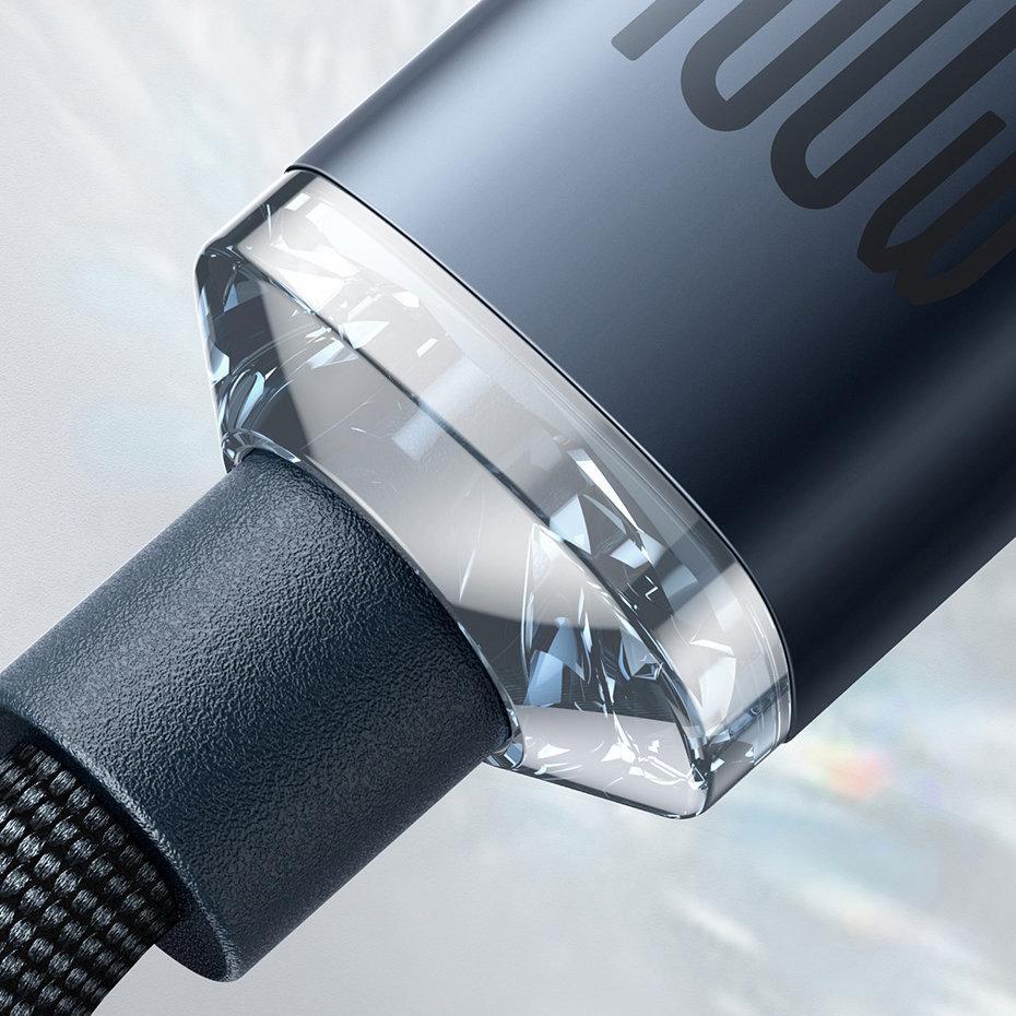 Kабел USB Baseus Crystal Shine, USB-C во USB-C, 1.2m, виолетова