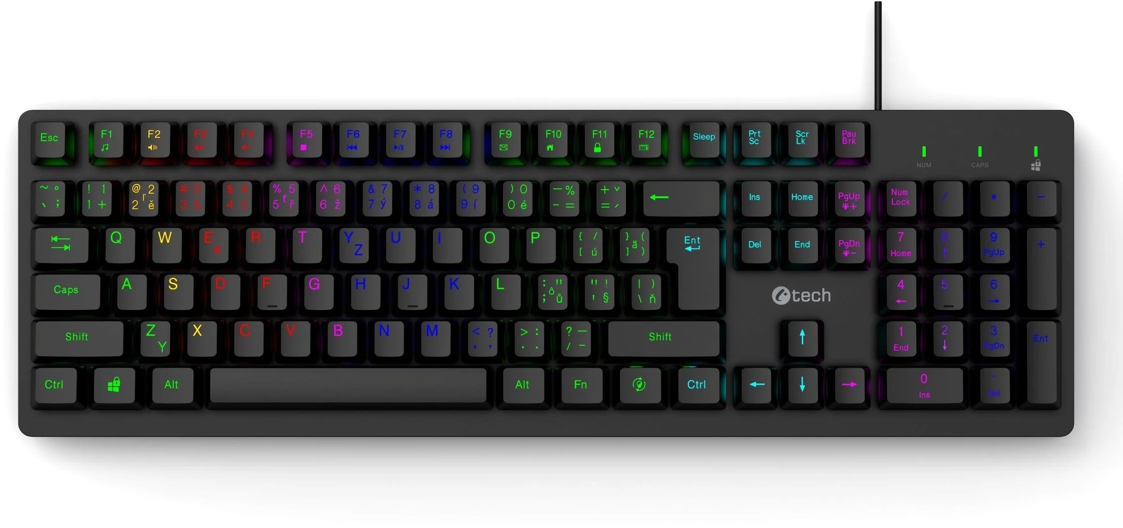 Tastierë gaming C-TECH Riven GKB-16, membranë, ndriçim RGB, e zezë