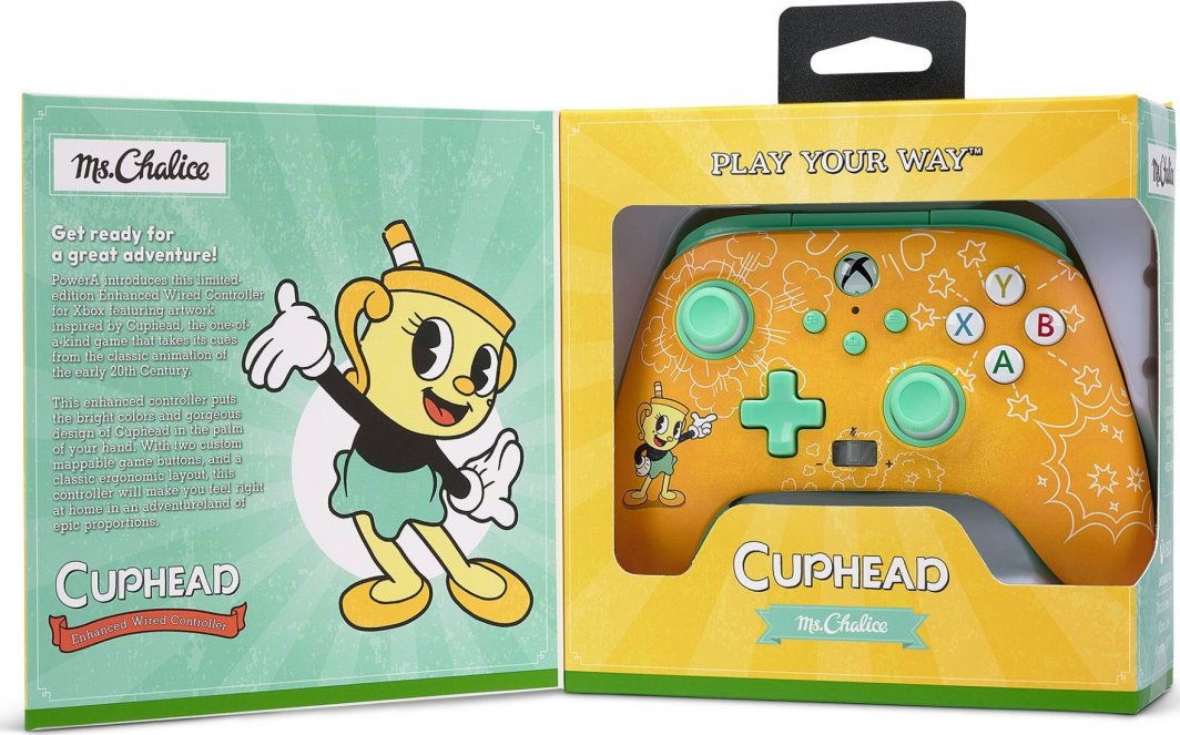 Kontroller PowerA Xbox Enhanced Cuphead, me kabllo, i verdhë