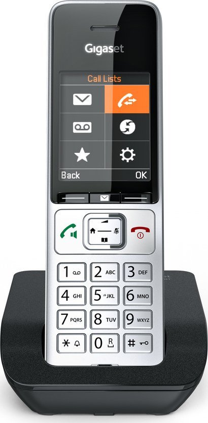 Telefoni fiks Gigaset COMFORT 500, analog, ekran 2.2", argjendtë e zi