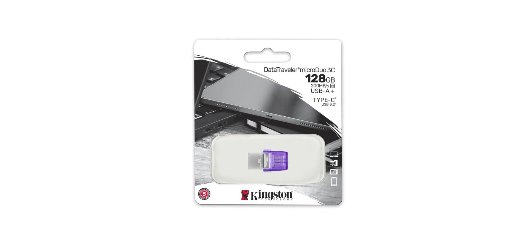 USB flash Kingston DataTraveler MicroDuo 3C, 128GB, 200MB/s, USB A dhe USB C