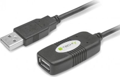 Përshtatës Techly USB A - USB A 023646, 10m, i zi