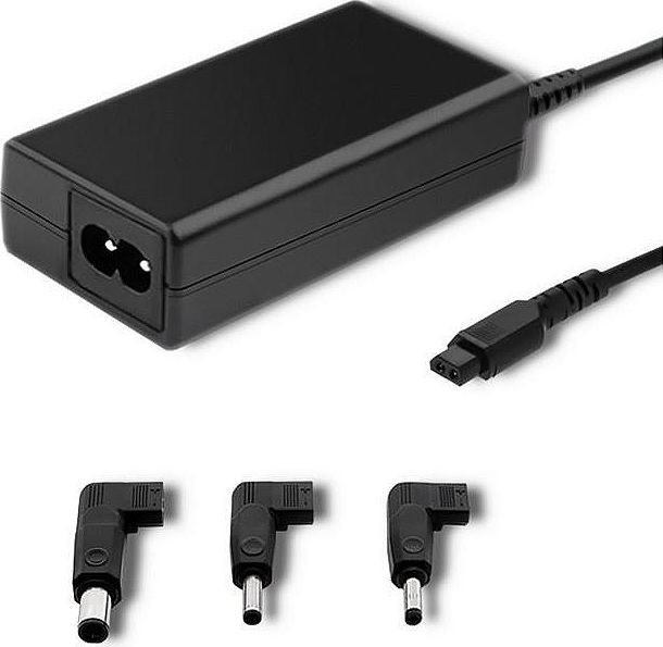 Karikues notebook Qoltec 51762, 65W, me 3 konektorë, i zi