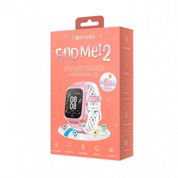 [OUTLET] Orë e mençur Forever Kids Find Me 2 KW-210 me GPS, rozë