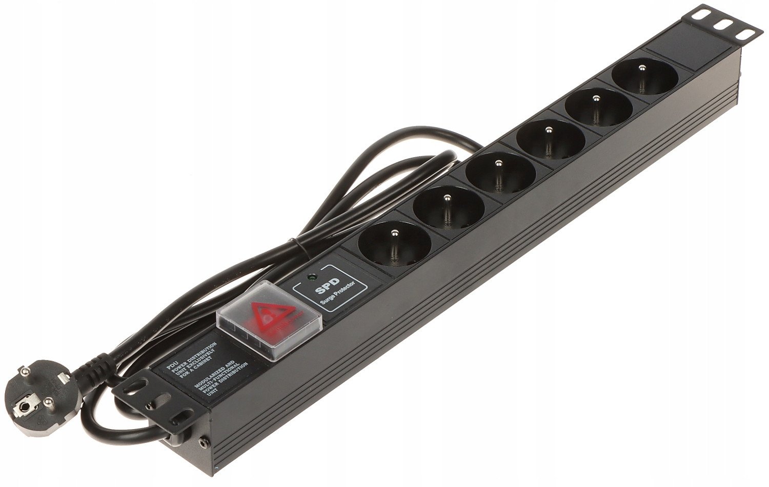 Лента за струја PDU PD-6/R-SPD-1L, 6 приклучници, 3680W, 1.8m, црна