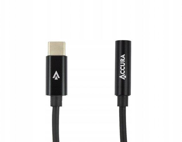 Adapter USB C në 3.5mm MiniJack Accura, 11cm, i zi